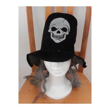 klobouk s lebkou a vlasy